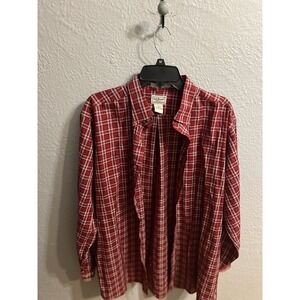 L.L. Bean Mens Red Plaid Button Down Shirt size  L Tall
